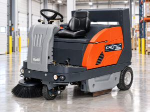 Hako Sweepmaster 1200RH ride-on floor sweeper with Kirbtech branding