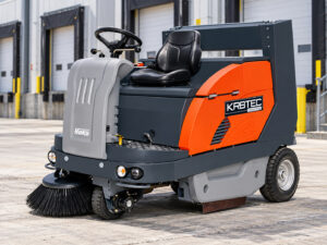 Hako Sweepmaster 1200RH ride-on floor sweeper with Kirbtech branding
