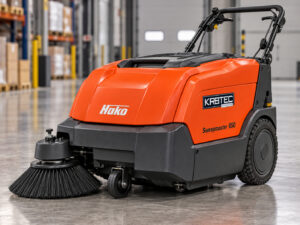 Hako Sweepmaster 650 floor sweeper with Kirbtech branding