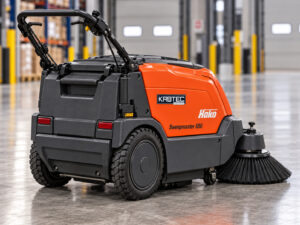 Hako Sweepmaster 650 floor sweeper with Kirbtech branding