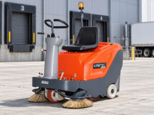 Hako Sweepmaster 980R/RH ride-on floor sweeper with Kirbtech branding