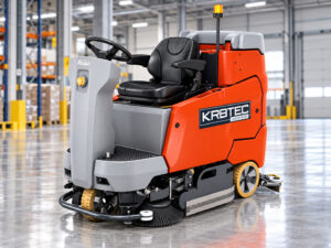 Hako Scrubmaster B175R ride-on floor scrubber in a warehouse