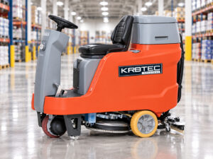 Hako Scrubmaster B75R ride-on floor scrubber side view