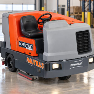 PowerBoss Nautilus industrial scrubber-sweeper in a showroom
